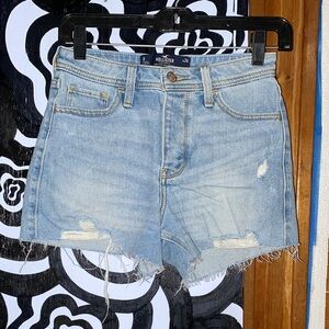 Hollister Women's Distressed Light Blue Jean Shorts